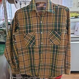 Men's Casual Plaid Button-Down Shirt - Brown & Green